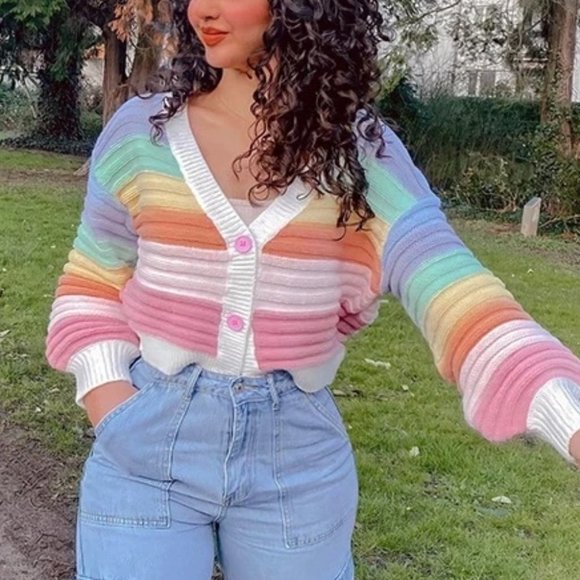 Colorblock Button down Cardigan - Picture 4 of 9